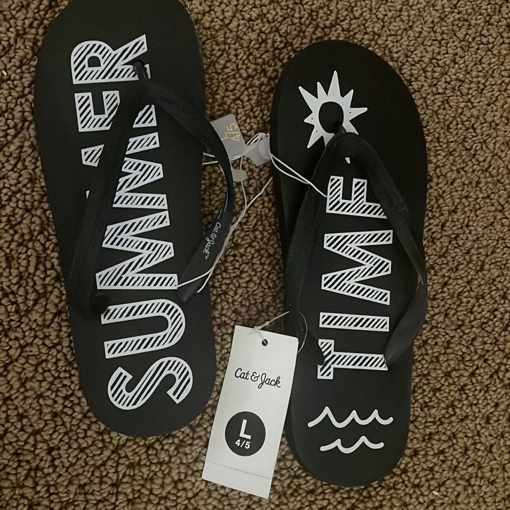 NEW Cat & Jack “Summer Time” Flip Flops Size: L